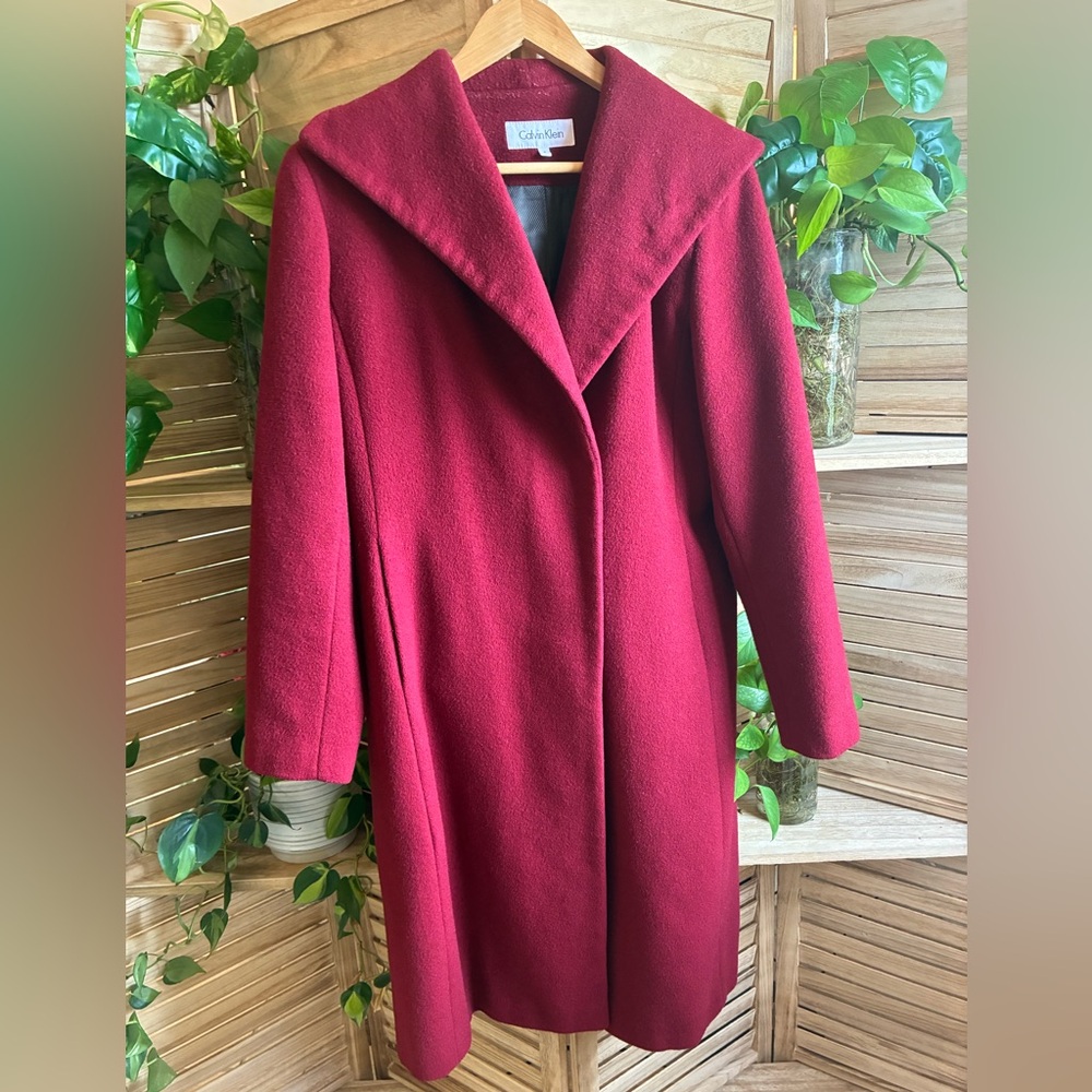 Calvin Klein Red Wool Coat